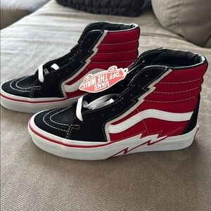 Vans Black and Red High-Top Sneakers with Lightning Bolt - NEW!!